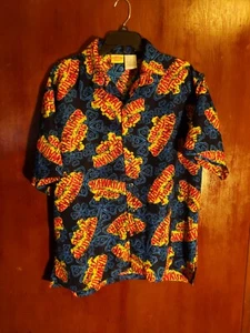 Hawaiian Tropic Short Sleeve Button Up Shirt All Over Print Men's Size Large - Picture 1 of 4