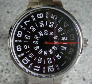 Reloj de pulsera Black Face Jump Hour lectura directa retro estilo década de 1960 para hombre pagado - Imagen 1 de 1
