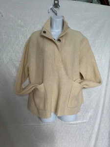 J. Crew, schönes elfenbeinfarbenes Lammwolle Rippstrick Top mit Taschen, Gr. XL - Bild 1 von 9