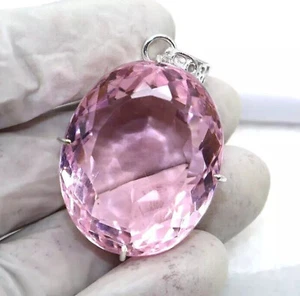 Piedra preciosa suelta solitario de plata alemana corte ovalado cuarzo rosa 80+ quilates - Imagen 1 de 7