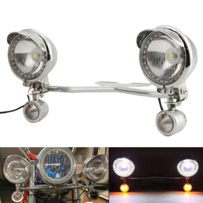 Passing Turn Signal Fog Spot Light Bar For Honda Shadow ACE Aero VT 750 1100 VLX - Image 1 of 4