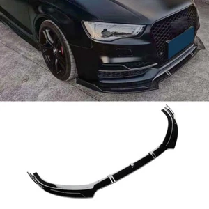 Fits 2013-2016 Audi 8V A3 S3 Sline Sedan Splitter Gloss Black Front Bumper Lip - Picture 1 of 12