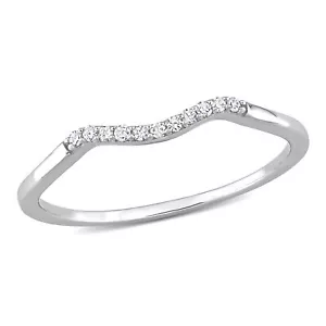 Amour 10k White Gold Diamond Accent Chevron Curved Wedding Band - Picture 1 of 7