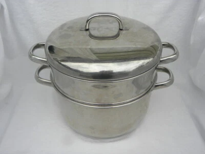 Epicure Essentials Stainless Cookware 6 Qt Dutch Oven Stock Pot Strainer Steamer - Image 1 of 4