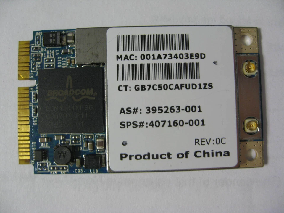 HP SPS:441075-002 Broadcom 4311 BCM94311MCG Wireless Wifi Mini PCI-E WLAN Card - Image 1 of 1