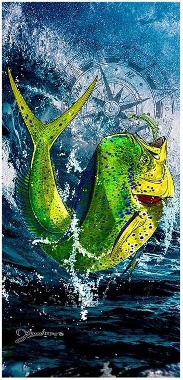 Toalla de Playa 30"x60" Mahi Dolphin Fish 100% Algodón Hecha en Brasil Foto 1 de 1