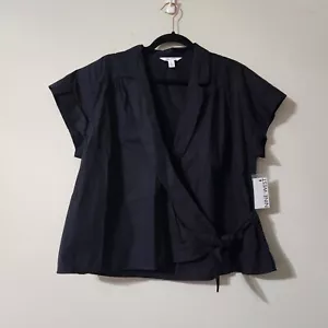 Blusa nera avvolgente Nine West taglia XL nuova con etichetta abbigliamento carriera - Foto 1 di 3