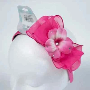 CHEER FOR CAROLE MÄDCHEN ROSA STIRNBAND GROSSE BLUMENSCHLEIFE STRASS NEU - Bild 1 von 1