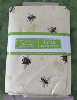 Follow The Sun Bumblebee Honey bee Cotton 36" x 44" quilting David Textiles rare - Image 1 of 4