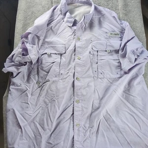 Columbia PFG Hemd Herren passt wie L lila Angeln Wandern Outdoor belüfteter Knopf  - Bild 1 von 14