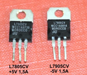 L7805CV + L7905CV Spannungsstabilisator +/- 5V 1,5A geprüfte Spannungsregler - Bild 1 von 1