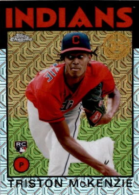 2021 Topps #86BC-63 Triston McKenzie 1986 Topps Baseball 35th Cleveland Indians - Image 1 of 2