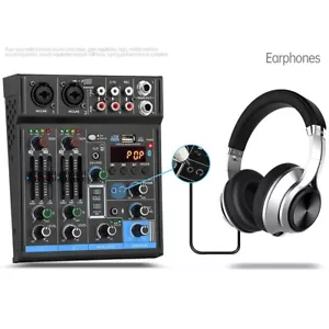 Mini4 Channel bluetooth Audio Mixer Sound Mixer Audio DJ 16 Digital USB Record - Picture 1 of 11