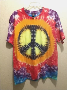 Handmade Peace Tie Dye Shirt Unisex Men Women Sz XL Hippie Tee Boho (T280) - Picture 1 of 3