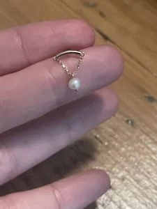 14k Yellow Gold Pearl Threader Earring - Picture 1 of 9