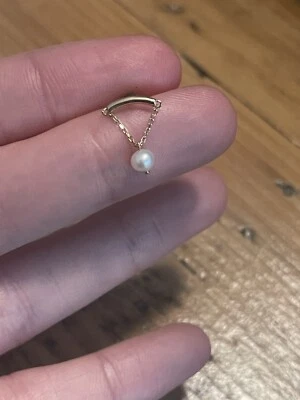 14k Yellow Gold Pearl Threader Earring - Image 1 of 4