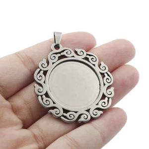 4Pcs Stainless Steel 1"/25mm Round Pendant Trays Blanks Bezel Cameo Setting Base - Picture 1 of 6