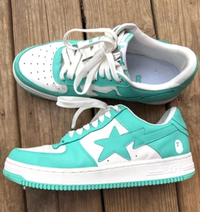 Bathing Ape Sta Sneakers Size 11 Men Teal Green and White - Picture 1 of 15