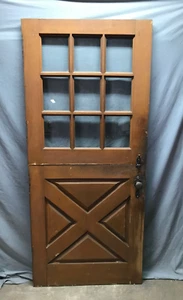 Antique VTG Solid Wood Entryway Dutch Door 9 Lite 34x77 Varnished Old 1966-24B - Picture 1 of 21