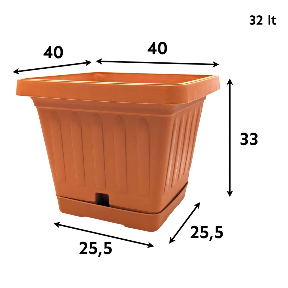 B00ax8gyxg 39318 Bama 30402â Vaso Quadrato Vaso di terra con Self Waterer piatti
