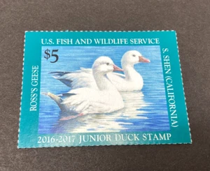Francobollo U.S. Federal $5 Junior Duck #JDS24 Ross's Geese 2016-2017 come nuovo NH - Foto 1 di 2