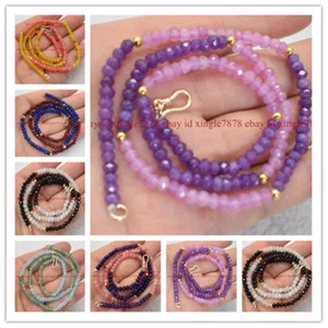 2x4mm Faceted Multicolor Gemstone Rondelle Beads Necklace 20" - Picture 1 of 22