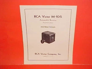 1934 RCA VICTOR AUTO CAR RADIO INSTALLATION+SERVICE SHOP MANUAL MODEL M-105 - Picture 1 of 3