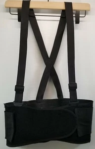 I) Black Nylon Back Support Belt with Suspenders Size Large - Picture 1 of 9