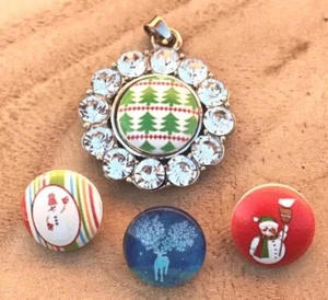 Strass Druckknopf Anhänger mit 4 Weihnachtsdruckknöpfen 18/20mm Weihnachtsmann Rentier Baum - Bild 1 von 7