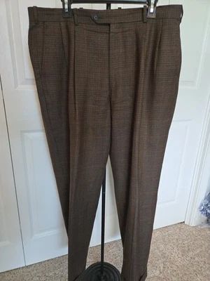 Pantalones de vestir para hombre Sette Ponte marrón borgoña con puños talla 38x32 Foto 1 de 4