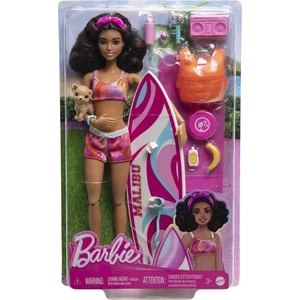 Barbie HPL69 Surf Puppe Gelenk Schaufensterpuppe braun Surfbrett Welpe Thema - Bild 1 von 4