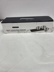 Servappetit Acacia Wood Drift Condiment Server w/ SS Bowls x3 Dark Brown NIB - Picture 1 of 4