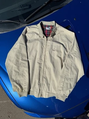 Chaqueta vintage IZOD Harrington beige/forro tartán (talla XL) hecha en Sri Lanka Foto 1 de 4