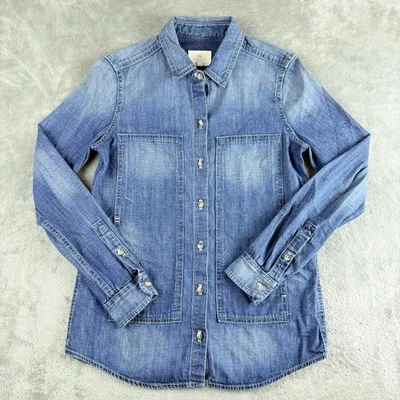 Camisa de mezclilla AG Adriano Goldschmied para mujer XS azul elegante informal manga larga Foto 1 de 4