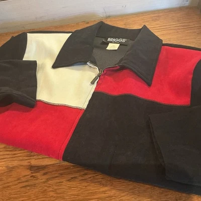 Briggs Petite Ladies MP Color Block Jacket Full Zip Faux Suede Y2K - Image 1 of 4