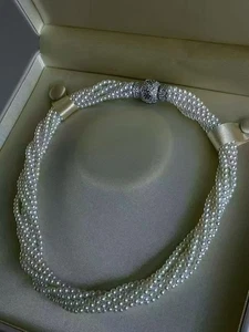twisted natural white  pearl necklace - Picture 1 of 5