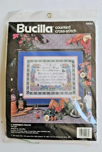 BUCILLA A GARDENER'S PRAYER CROSS STITCH KIT VINTAGE SEALED 16x12 NOS - Picture 1 of 3
