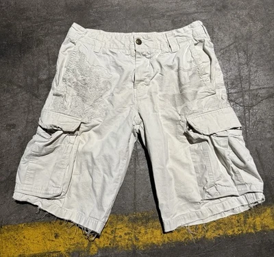 Винтажные Шорты Y2K Ecko Искусственно состаренный Дракон Вышитые Мешковатые Карго 34  - Изображение 1 из 4