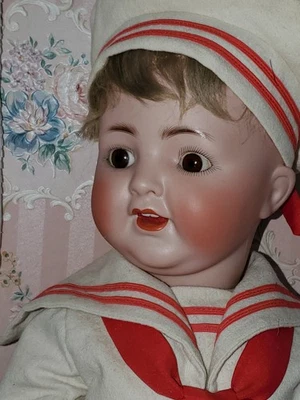 Boneca antiga K * R SIMON HALBIG bebê criança 126 menino - BEM VESTIDO 21" adorável - Imagem 1 de 4