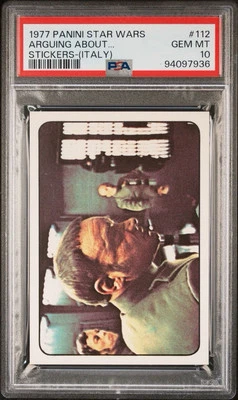 1977 Panini Star Wars Italy Sticker #112 ARGUING ABOUT IMPERIAL PSA 10 GEM MINT - Image 1 of 2