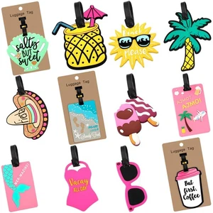 12Pcs Silicone Luggage Tags with Identification Name ID Card, Fun Summer Vaca... - Picture 1 of 7