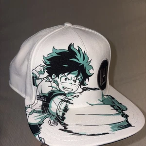 My Hero Academia Snapback Izuku Midoriya Anime Cap White SMAASSH! flat bill hut - Bild 1 von 4