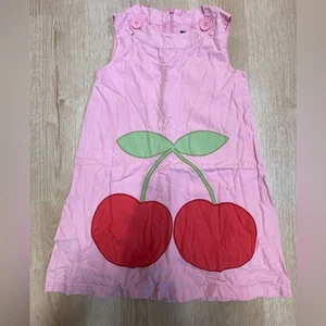 Mini Boden Little Girl’s 5/6 Pink Cherry Appliqué Sleeveless Dress - Picture 1 of 8