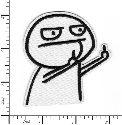 30 Pcs Embroidered Iron on patches Middle Finger Troll Face 69x75mm AP024mE - Image 1 of 2