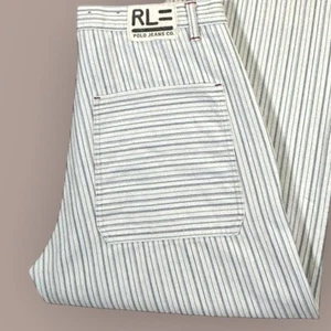 Pantalones de mezclilla a rayas blancas vintage Polo Jeans Company para hombre talla 34x32 RARO - Imagen 1 de 13
