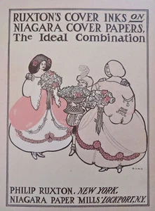 Printing Ink & Paper 1902 Bird poster print Art Nouveau Fashionable Women - Picture 1 of 2