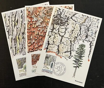 Liechtenstein - Set Of 3 Maximum Cards - Evergreen Trees - 1986 - Image 1 of 3