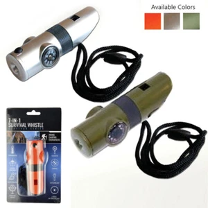 2 Pack 7 in 1 Survival Whistle with Compass Thermometer LED Flashlight - Picture 1 of 1