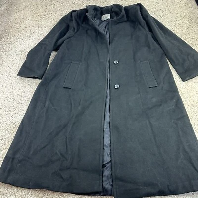 Jacqueline Ferrar Wool Coat Womens 8 Black Long Jacket Overcoat Vintage USA - Image 1 of 4