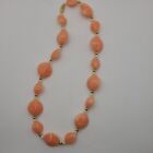 Vintage Orange Mabled Plastic Single Strand 18” Necklace Screw Closure 